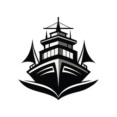 modern minimal creative ship boat logo icon vector art design