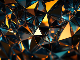 Geometric Abstract Background with Reflective Metallic Shapes