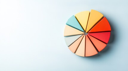 Obraz premium Vibrant Portfolio Strategy, colorful pie chart illustrating investment diversification against a backdrop of fluctuating stock market trends