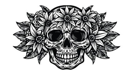 Skull with Floral Embellishments