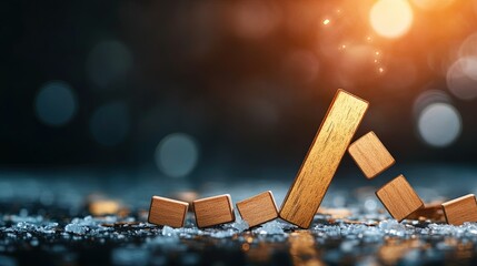 Investment Downfall, visual metaphor of financial collapse with toppled dominoes and declining graphs illustrating risk and consequence