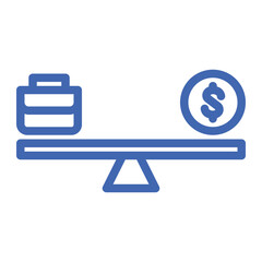 work and money are balanced color icon