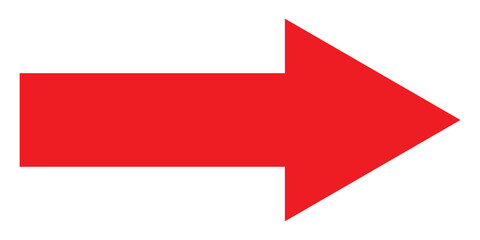 Long arrow. Red arrow pointing right. Red large arrow pointing right. Bold thine long arrow. Vector illustration. Red long arrow icon vector illustration on white background.