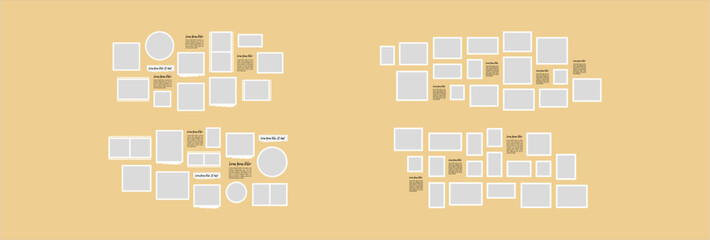 Pictures or photos frame collage. comics page grid layout abstract photo frames and digital photo wall template