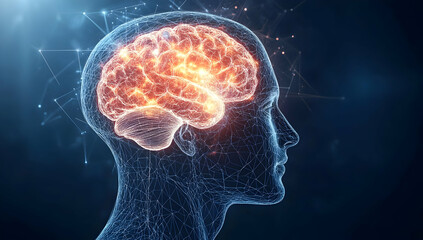 Profile view of a human head with glowing circuitry and AI-inspired elements