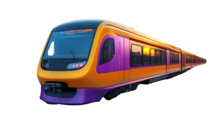 to y train on the railway on white background