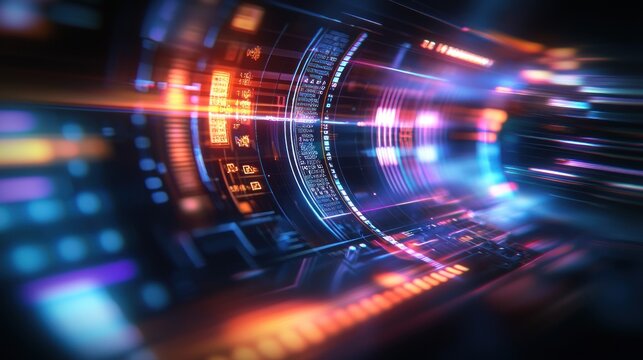 Futuristic Technology Interface: High-Speed Data Stream