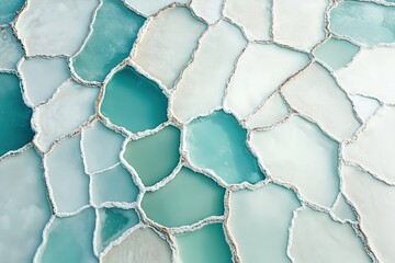 mesmerizing aerial view of salt flats with shallow water captured in perfect orthogonal perspective