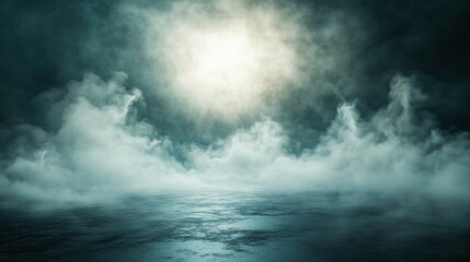 Cinematic fog enveloped in dramatic light, creating an immersive atmosphere of depth and intrigue, enhancing visual storytelling elements