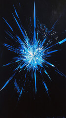 Fototapeta premium Neon blue spikes forming a starburst on black