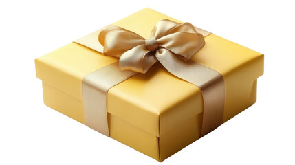 Obraz premium golden gift box with ribbon on white background
