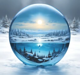 Illustration of water drop with spring environment.