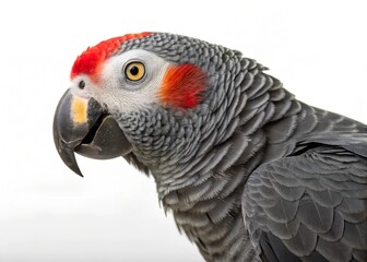 Obraz premium close up of makao gray parrot on a transparent 