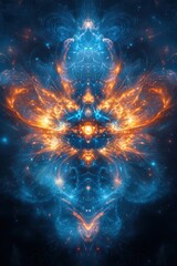 Dynamic scifi energy core with intricate light patterns futuristic environment high fidelity visualization abstract concepts in digital