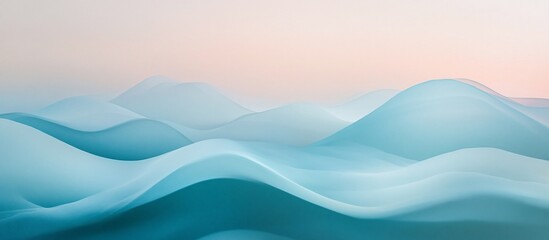 Abstract flowing landscape of light teal waves.