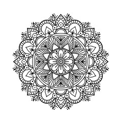 Ethnic and Mindful Mandala SVG PNG with flowers for Henna, Mehndi, tattoos, decoration and coloring book page for adults. Decorative ornament in ethnic oriental style. Outline doodle hand-drawn vector