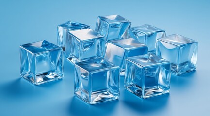 Abstract Glass Cubes Arrangement Creating 3D Illusion - Decorative Art and Design
