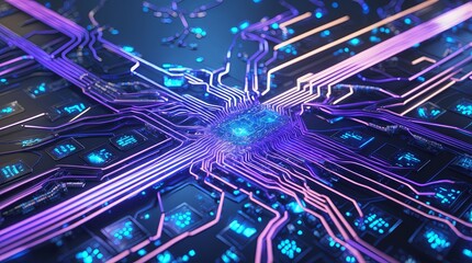 Glowing Circuit Board: A Futuristic Tech Abstract