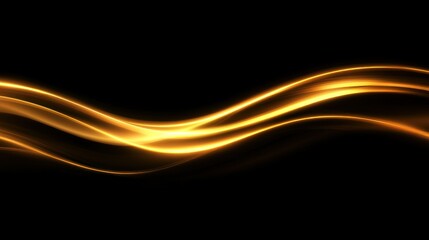 Obraz premium A smooth golden curve forming abstract waves across a satin black background, glowing softly with warm and festive light