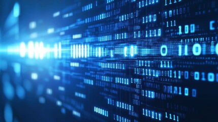Abstract Data Flow with Bright Blue Light Effects
