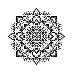 Ethnic and Mindful Mandala SVG PNG with flowers for Henna, Mehndi, tattoos, decoration and coloring book page for adults. Decorative ornament in ethnic oriental style. Outline doodle hand-drawn vector