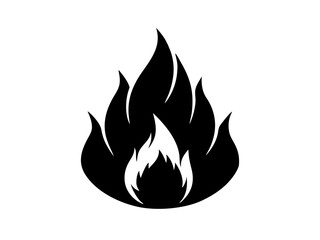 Fire black silhouette vector, Simple silhouette Design vector icon with white background.