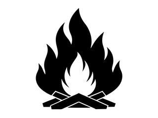 Fire black silhouette vector, Simple silhouette Design vector icon with white background.