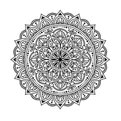 Ethnic and Mindful Mandala SVG PNG with flowers for Henna, Mehndi, tattoos, decoration and coloring book page for adults. Decorative ornament in ethnic oriental style. Outline doodle hand-drawn vector
