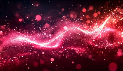 Fototapeta premium Digital Wave Pattern with Dots and Particles on Dark Background for Technology, Data, Music or Video