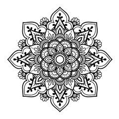 Ethnic and Mindful Mandala SVG PNG with flowers for Henna, Mehndi, tattoos, decoration and coloring book page for adults. Decorative ornament in ethnic oriental style. Outline doodle hand-drawn vector