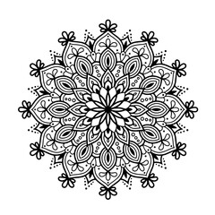 Ethnic and Mindful Mandala SVG PNG with flowers for Henna, Mehndi, tattoos, decoration and coloring book page for adults. Decorative ornament in ethnic oriental style. Outline doodle hand-drawn vector