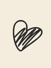 Simple heart sketch vector