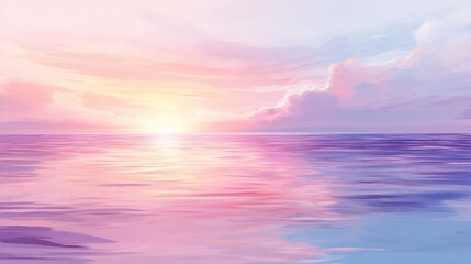 Fototapeta premium Pastel sunset over calm ocean.