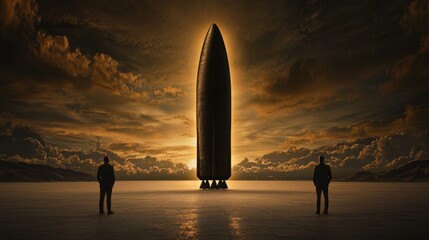 Rocket launch preparation space center digital art futuristic environment dramatic viewpoint exploration concept