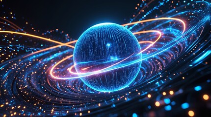 Glowing Blue Orb: Cosmic Dance of Light and Energy