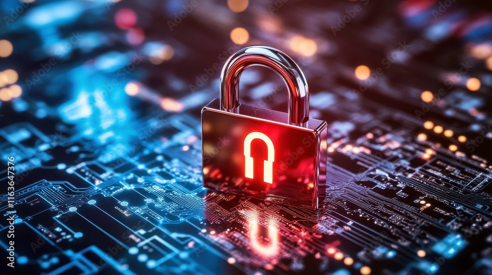 Poster dynamic security concept with isolated lock and lights