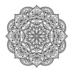 Ethnic and Mindful Mandala SVG PNG with flowers for Henna, Mehndi, tattoos, decoration and coloring book page for adults. Decorative ornament in ethnic oriental style. Outline doodle hand-drawn vector