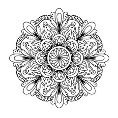 Ethnic and Mindful Mandala SVG PNG with flowers for Henna, Mehndi, tattoos, decoration and coloring book page for adults. Decorative ornament in ethnic oriental style. Outline doodle hand-drawn vector