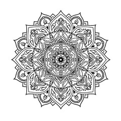 Ethnic and Mindful Mandala SVG PNG with flowers for Henna, Mehndi, tattoos, decoration and coloring book page for adults. Decorative ornament in ethnic oriental style. Outline doodle hand-drawn vector