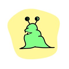 Green monster pattern. Funny monster cartoon. Kids tshirt icon. Green alien illustration design