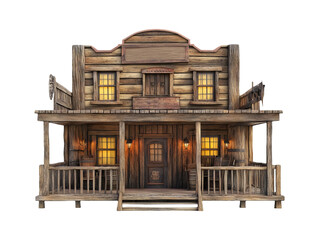 Old Western Saloon with Swinging Doors Isolated on Background