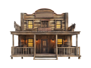 Old Western Saloon with Swinging Doors Isolated on Background