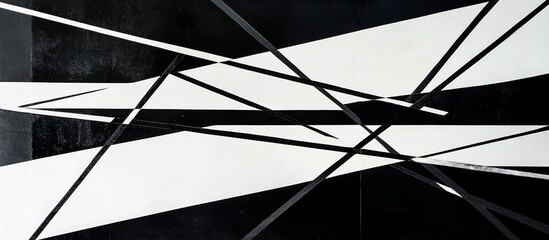 Abstract black and white geometric design.