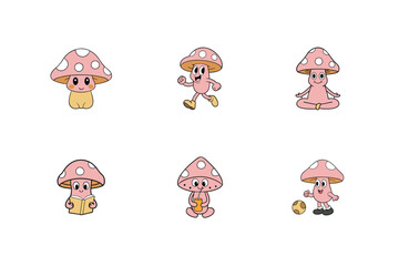  Mushroom character with cute face.