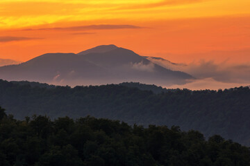 summer nature scenery, scenic sunset view in the mountains, Carpathian mountains, Ukraine, Europe	
