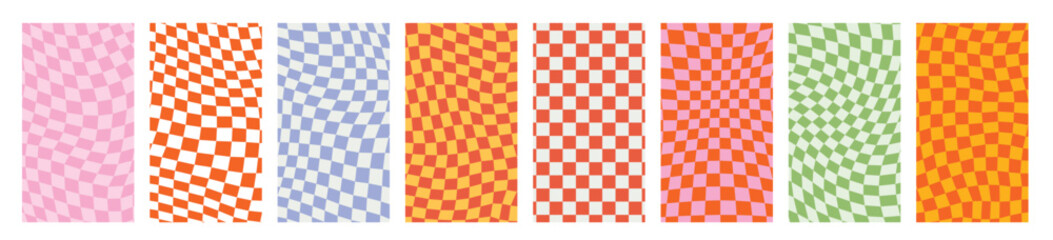 Groovy retro pattern background psychedelic checkered backdrop style chessboard minimalist abstract