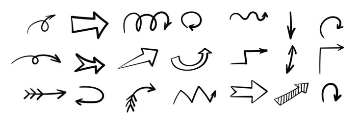 Hand drawn arrow set vector icons