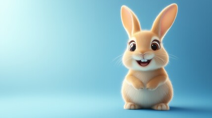 Obraz premium Happy, smiling rabbit, isolated on a blue background