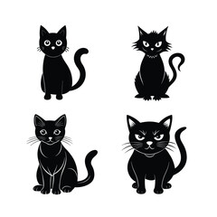  A set of cat vector silhouette.
