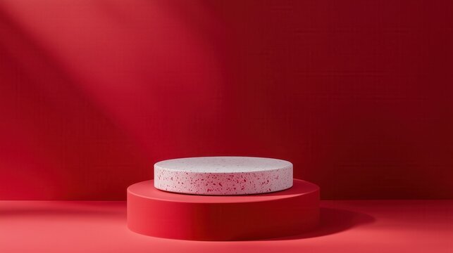 podium platform on a red background for product presentation	